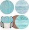 Coaster for Drinks Set of 6, Wooden Planks Blue Wood Paint Table Absorbent Round Ceramic Stone Mat, with Cork Base and Metal Holder, Gift for Housewarming Room Bar Decor